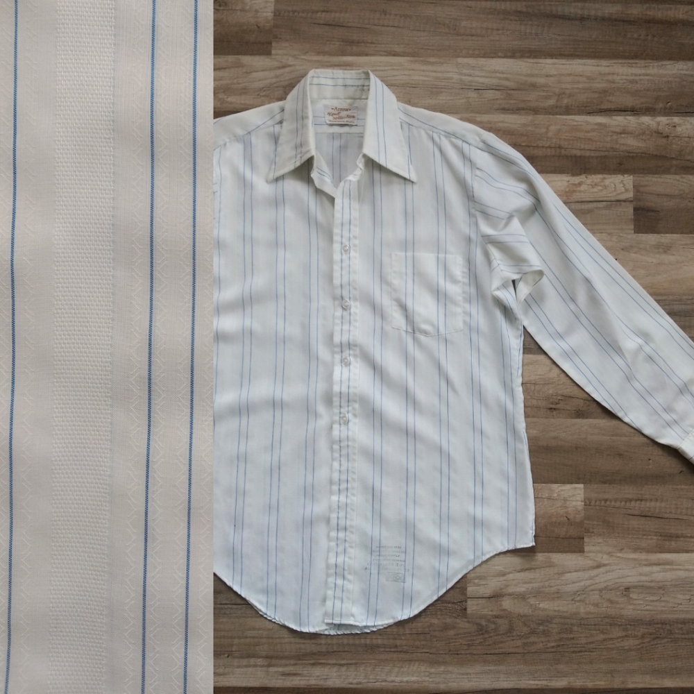 Vintage 70s Pointed Collar French Cuff Striped Button Up Shirt Medium